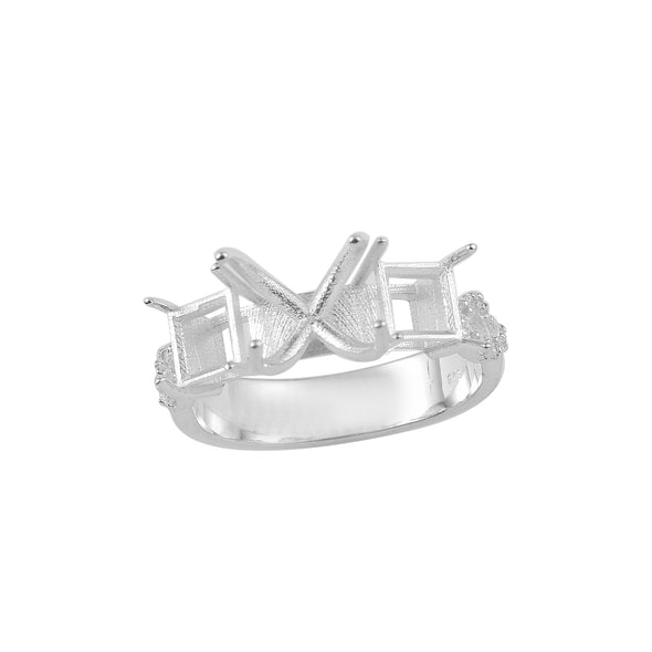 925 Sterling Silver 10x8MM Octagon Shape Semi Mount Ring