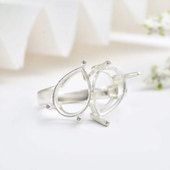 925 Sterling Silver 13x9MM Pear Shape Semi Mount Ring