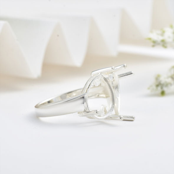 925 Sterling Silver 13x9MM Pear Shape Semi Mount Ring