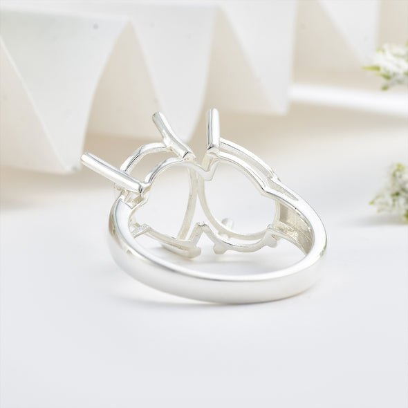 925 Sterling Silver 13x9MM Pear Shape Semi Mount Ring