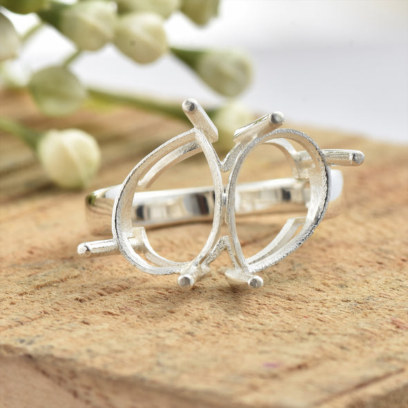 925 Sterling Silver 13x9MM Pear Shape Semi Mount Ring