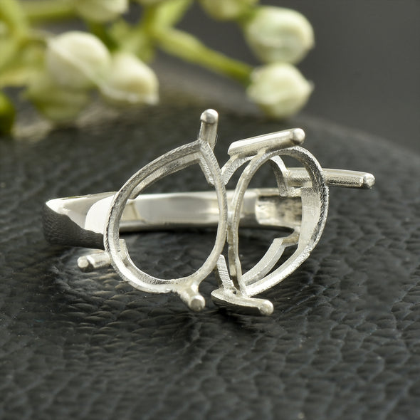 925 Sterling Silver 13x9MM Pear Shape Semi Mount Ring