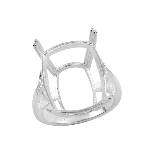 925 Sterling Silver 18x14MM Cushion Shape Semi Mount Ring
