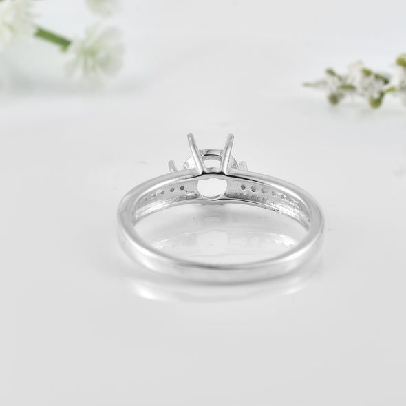 925 Sterling Silver 6.5MM Round Shape Semi Mount Ring