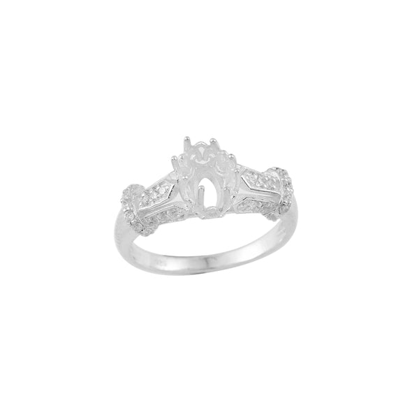 925 Sterling Silver 8x6MM Oval Shape Semi Mount Ring