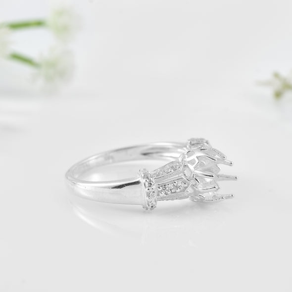 925 Sterling Silver 8x6MM Oval Shape Semi Mount Ring