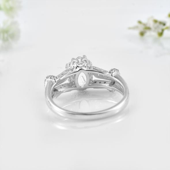 925 Sterling Silver 8x6MM Oval Shape Semi Mount Ring
