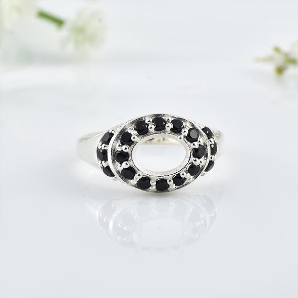 925 Sterling Silver 8x6MM Oval Shape Semi Mount Ring