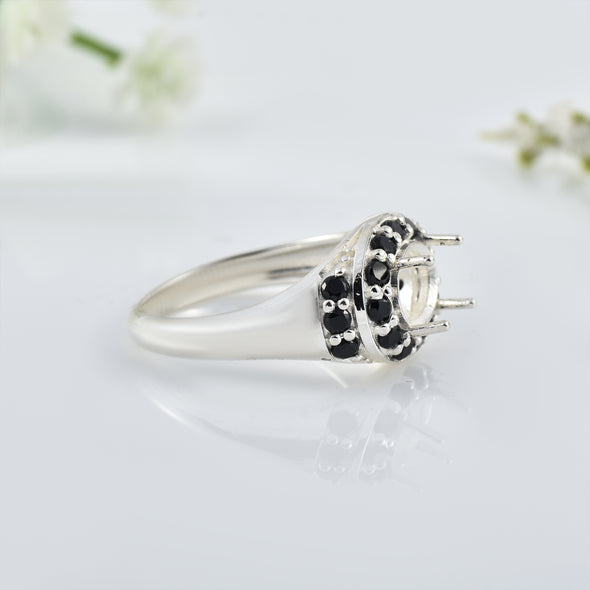 925 Sterling Silver 8x6MM Oval Shape Semi Mount Ring