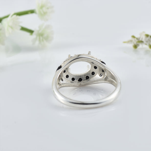 925 Sterling Silver 8x6MM Oval Shape Semi Mount Ring