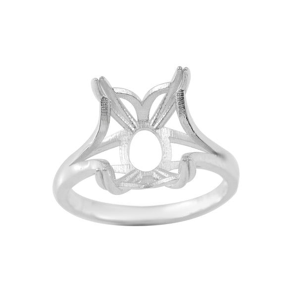 925 Sterling Silver 14x10MM Octagon Shape Semi Mount Ring