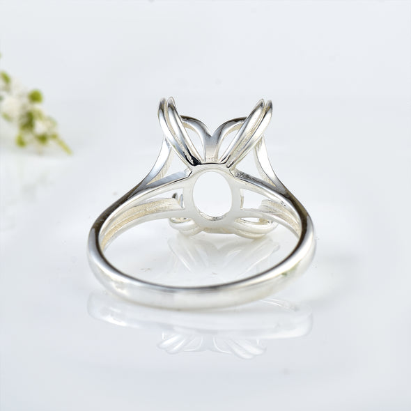 925 Sterling Silver 14x10MM Octagon Shape Semi Mount Ring