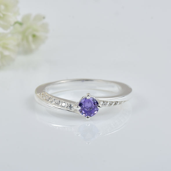 0.25 Ct Round Shape Tanzanite Solitaire Ring 925 Sterling Silver