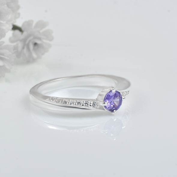 0.25 Ct Round Shape Tanzanite Solitaire Ring 925 Sterling Silver
