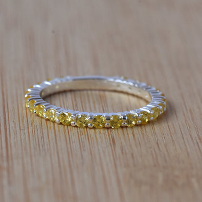0.69 Ct Round Shape Citrine Eternity Band Ring 925 Sterling Silver