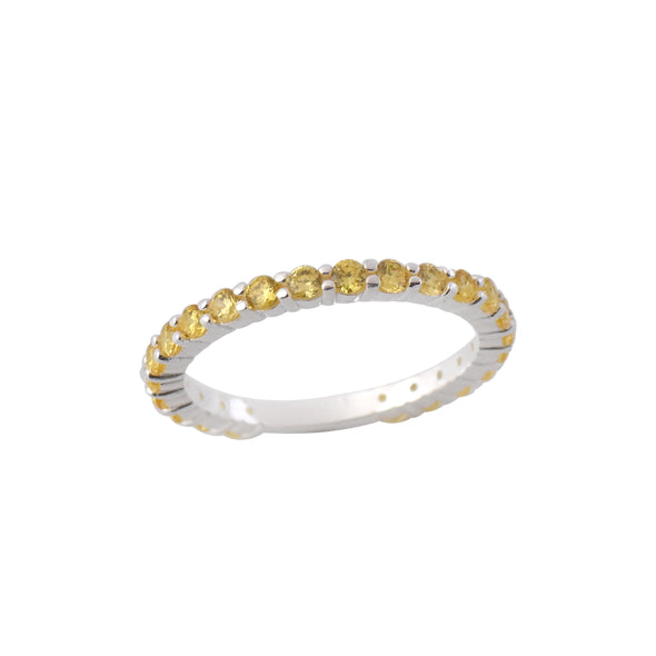 0.69 Ct Round Shape Citrine Eternity Band Ring 925 Sterling Silver