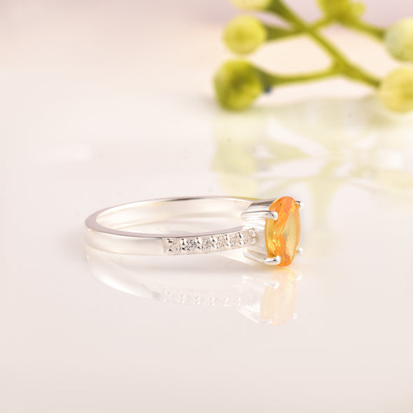 1.00 Ct Oval Shape Citrine Solitaire Ring 925 Sterling Silver