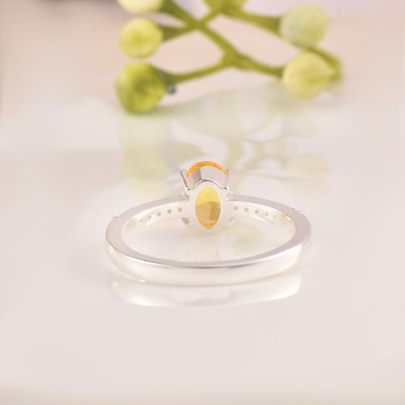 1.00 Ct Oval Shape Citrine Solitaire Ring 925 Sterling Silver