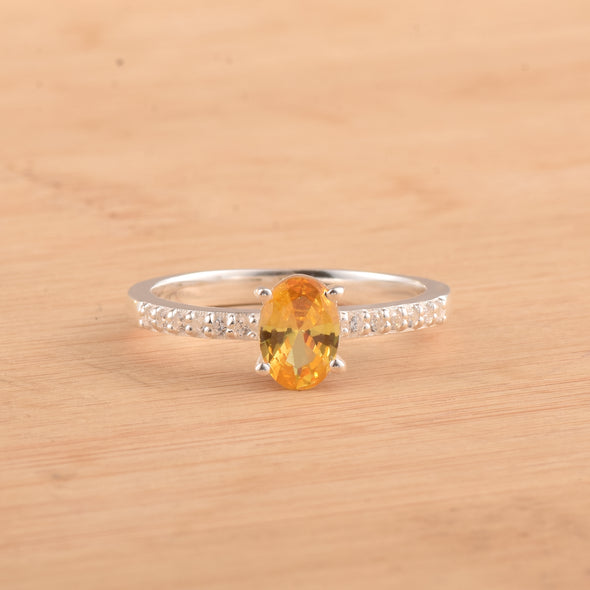 1.00 Ct Oval Shape Citrine Solitaire Ring 925 Sterling Silver