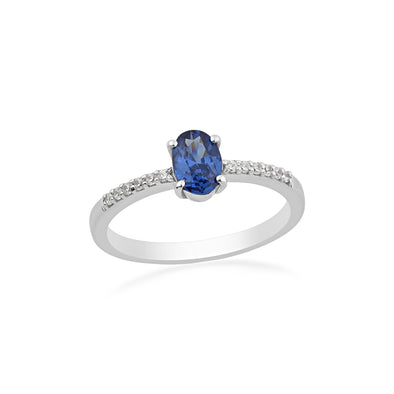 1.00 Ct Oval Tanzanite Solitaire Ring 925 Sterling Silver