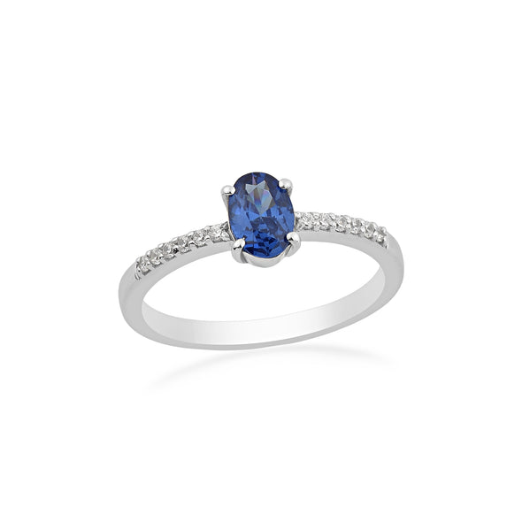 1.00 Ct Oval Tanzanite Solitaire Ring 925 Sterling Silver