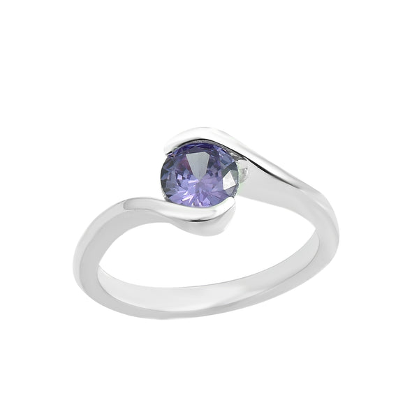 0.75 Ct Round Amethyst Solitaire Ring 925 Sterling Silver