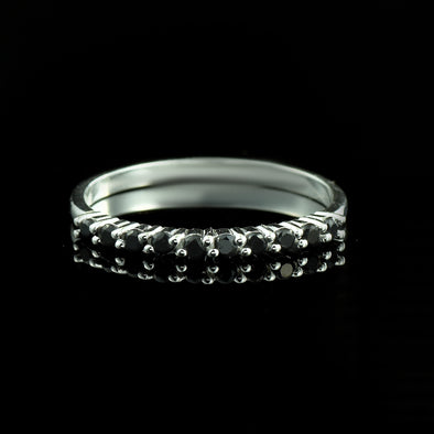 0.30 Ct Round Black Spinel Eternity Band Ring 925 Sterling Silver