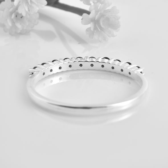 0.30 Ct Round Black Spinel Eternity Band Ring 925 Sterling Silver