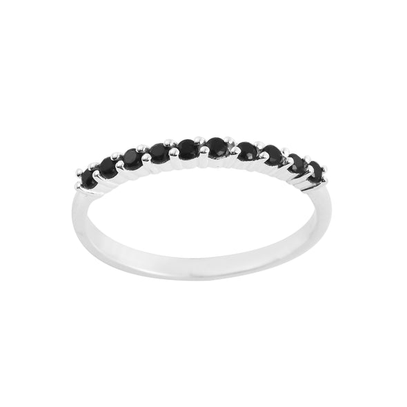 0.30 Ct Round Black Spinel Eternity Band Ring 925 Sterling Silver