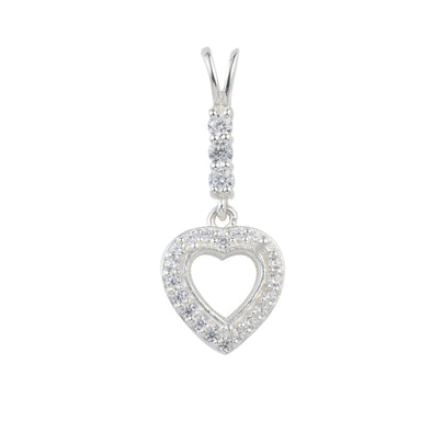 8x8MM Semi-Mount Heart Pendant CZ Accent Love Necklace - 925 Sterling Silver
