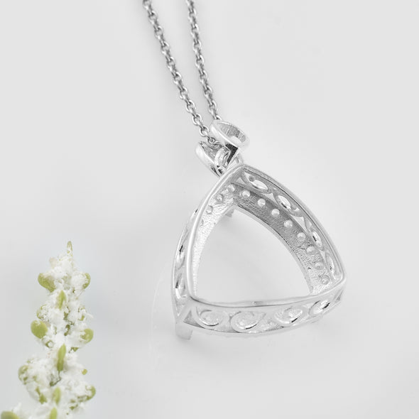 13x13MM Triangle Semi-Mount Necklace - 925 Sterling Silver