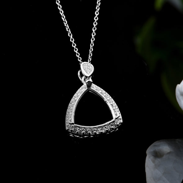 13x13MM Triangle Semi-Mount Necklace - 925 Sterling Silver
