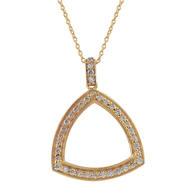 9.50x19.50MM Trillion Halo Semi-Mount Pendant - 925 Sterling Silver Gold-Plated