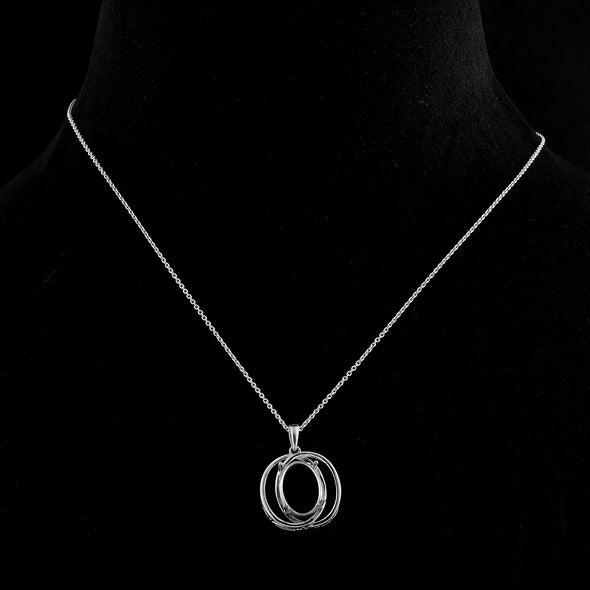 14x10MM Oval Interlinked Oval Frame Design Semi-Mount Pendant - 925 Sterling Silver