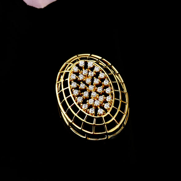 Oval Semi-Mount Pendant with Round Accent Settings - Gold-Plated 925 Sterling Silver
