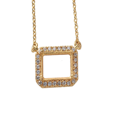 10x8MM Octagon Halo Semi-Mount Pendant - Gold-Plated Sterling Silver
