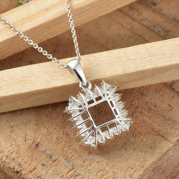 925 Sterling Silver 10x10MM Octagon Halo Semi-Mount Pendant