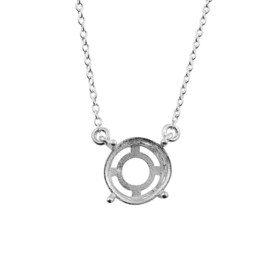 925 Sterling Silver 11x11MM Round Semi-Mount Necklace