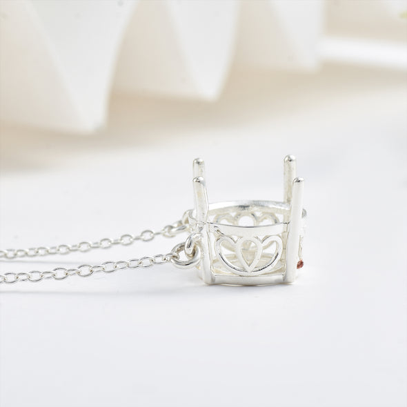 925 Sterling Silver 11x11MM Round Semi-Mount Necklace
