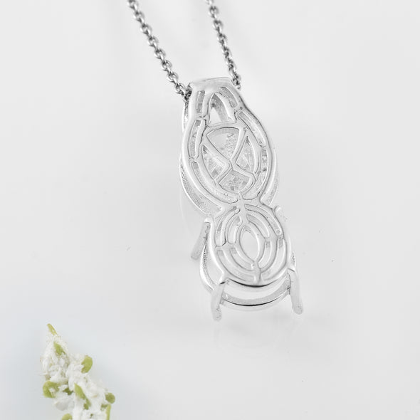 925 Sterling Silver 11x9MM Oval Semi-Mount Pendant
