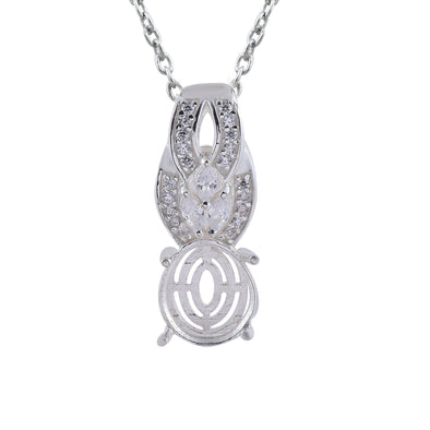 925 Sterling Silver 11x9MM Oval Semi-Mount Pendant