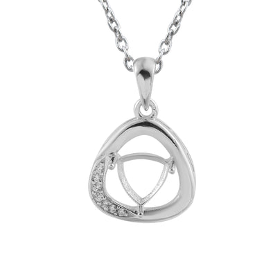 925 Sterling Silver 7x7MM Trillion Curved Frame Semi-Mount Pendant