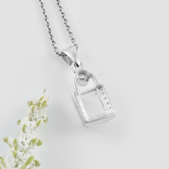 7x5MM Octagon Gemstone Setting 925 Sterling Silver Semi-Mount Pendant