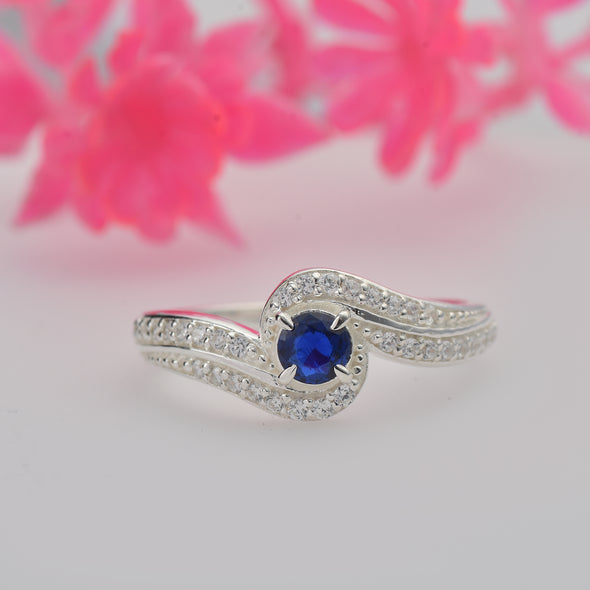 925 Sterling Silver 1.50MM Round Shape White Topaz Gemstone Ring