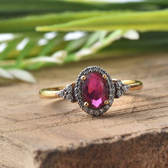 925 Sterling Silver 7x5MM Oval Shape Ruby Gemstone Ring