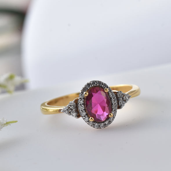 925 Sterling Silver 7x5MM Oval Shape Ruby Gemstone Ring