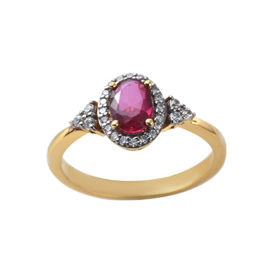 925 Sterling Silver 7x5MM Oval Shape Ruby Gemstone Ring