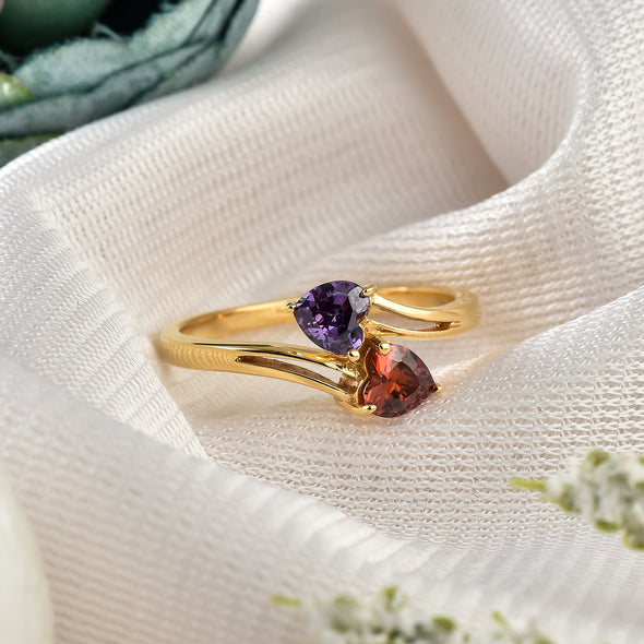 925 Sterling Silver 5MM Heart Shape Amethyst Gemstone Ring