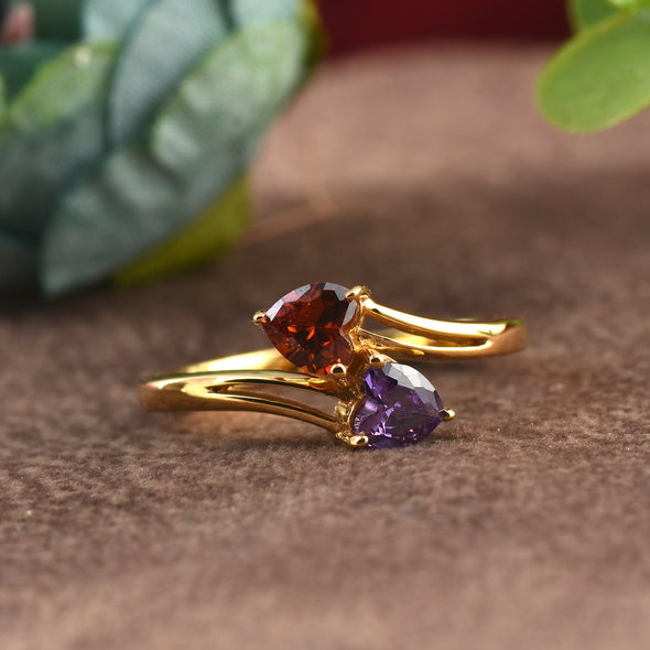 925 Sterling Silver 5MM Heart Shape Amethyst Gemstone Ring