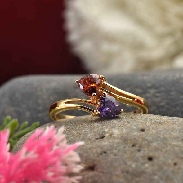 925 Sterling Silver 5MM Heart Shape Amethyst Gemstone Ring